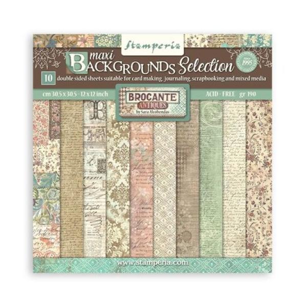 Stamperia, Brocante Antiques Maxi Background 12x12 Inch Paper Pack