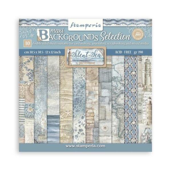 Stamperia, Silent Sea Maxi Background Selection Paper Pack