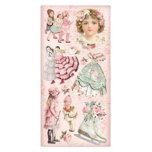 Stamperia, Pink Christmas 6x12 Inch Paper Pack