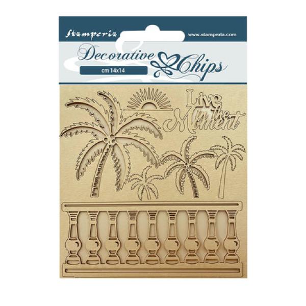 Stamperia, Blue Dream Decorative Chips Palms