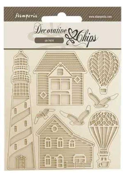 Stamperia, Sea Land Decorative Chips Lighthouse