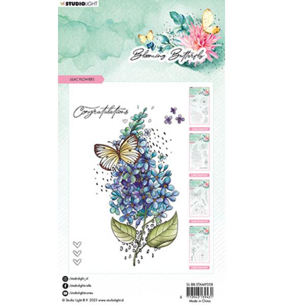 Studio Light • Stamp Lilac flowers Blooming Butterfly nr.358