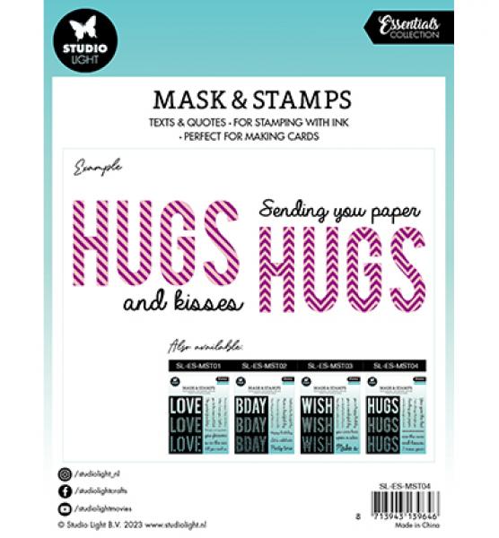 Studio Light • Stamp and Mask Hugs sentiments Essentials nr.04