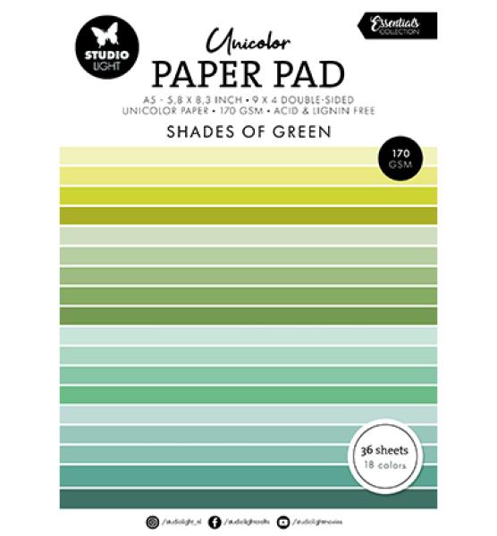 Studiolight • Paper Pad Unicolor Shades of green Essentials nr.156