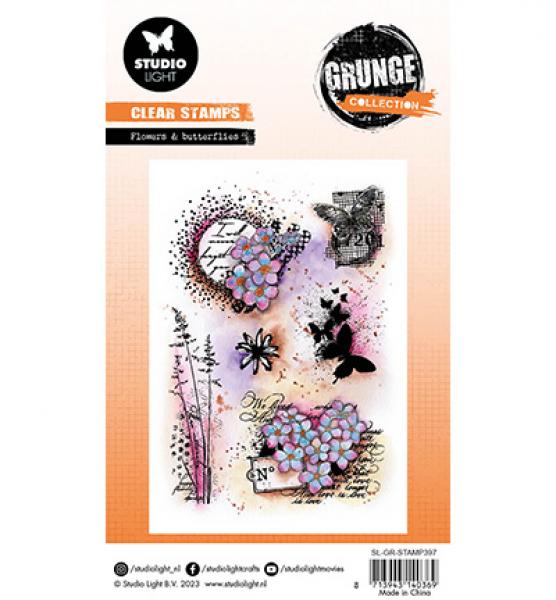 Studiolight, Stamp Flowers and butterfly Grunge collection nr.397