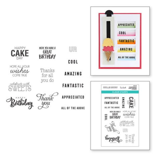 Spellbinders, Complimentary Slider Greetings Clear Stamp