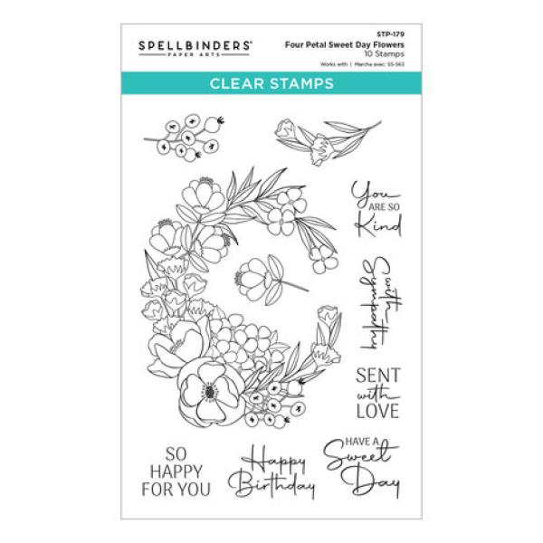 Spellbinder, Four Petal Sweet Day Flowers Clear Stamp