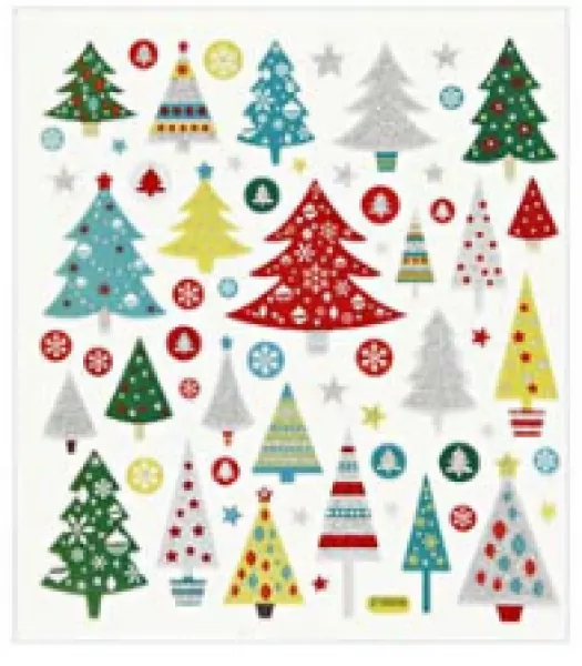 Deco Company, Stickerbogen 15x16,5 cm, Tannenbäume Weihnachten