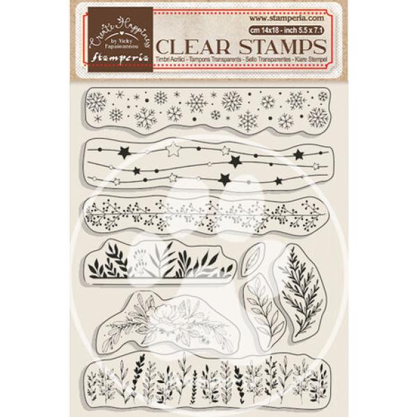 Stamperia, Create Happiness Christmas Clear Stamps Borders With Leaves