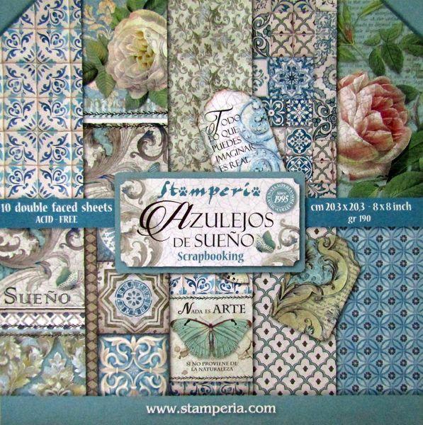 Stamperia, Paper pad Azulejos, 8 x 8 Inch