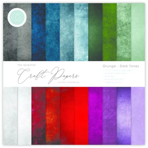 Craft Consortium Essential Craft Papers 6x6 Inch Paper Pad Grunge - Dark Tones