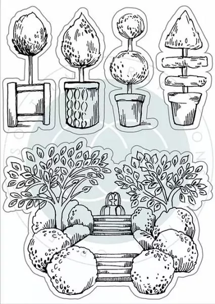 Craft Consortium Secret Garden Topiary Clear Stamps