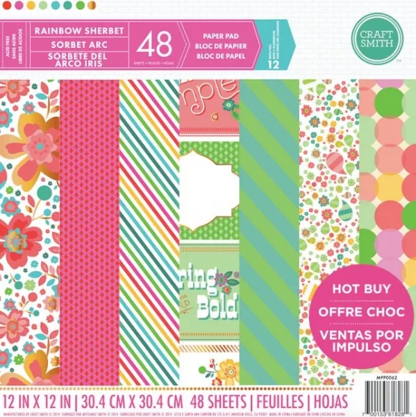 Craft Smith Rainbow Sherbet 12x12 Inch Paper Pad