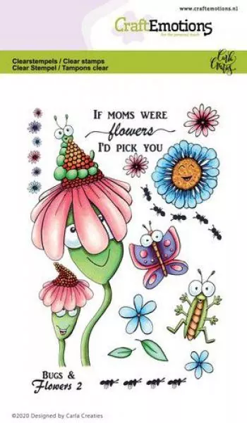 CraftEmotions clearstamps Bugs & flowers 2 Carla Creaties