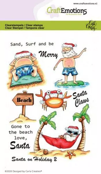 CraftEmotions, Stamps Santa on Holiday 2 Carla Creaties