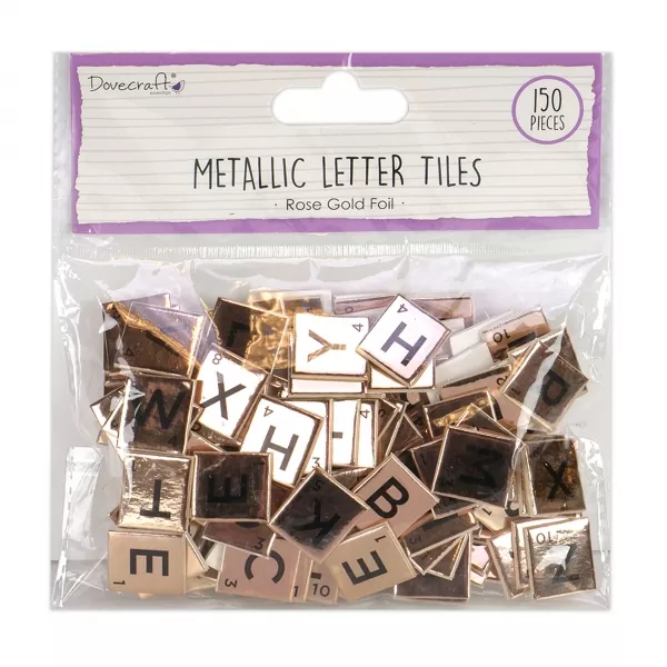 Papermania, Rose Gold Chipboard Letter Tiles