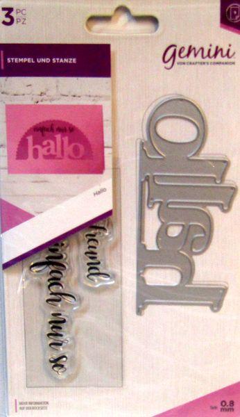 Crafters Companion, Stanz.- und Stempelset Hallo