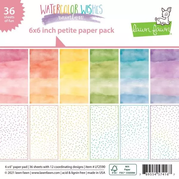 Lawn Fawn Watercolor Wishes Rainbow Paper Pad