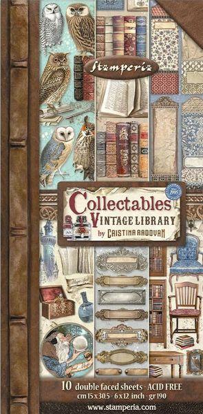 Stamperia, Collectables Vintage Library 6x12 Inch Paper Pack