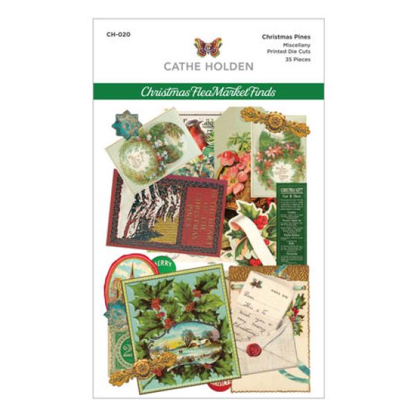 Spellbinder, Vintage Christmas Pines Miscellany Printed Die Cuts