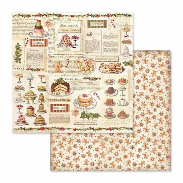 Doppelseitiger Scrapbook Bogen Weihnachtsgebäck/Lebkuchenmann, Stamperia