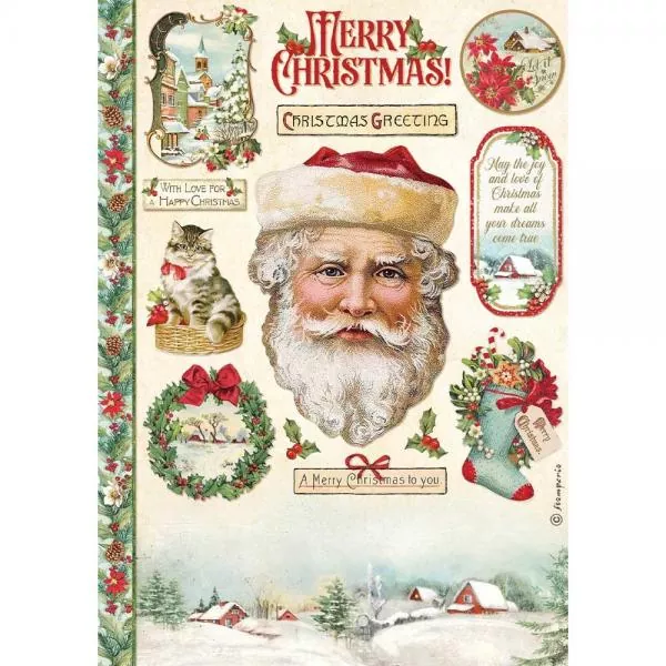 Stamperia Rice Paper A4 Classic Christmas Santa Claus