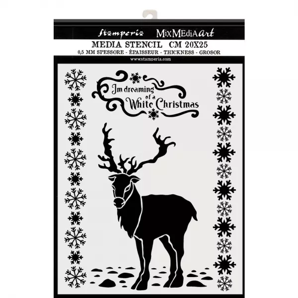 Stamperia Thick Stencil 20x25cm White Christmas Deer